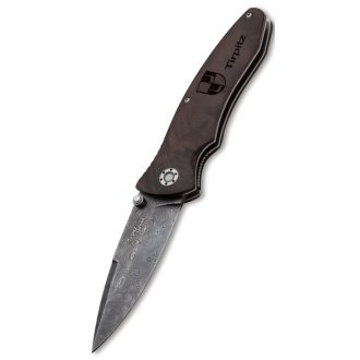 BÖKER Tirpitz Damascus Wood zsebkés