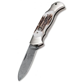 BÖKER Scout Spearpoint Stag Damascus zsebkés