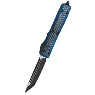 MICROTECH Ultratech Hex Pattern Weathered Blue T/E Distressed Black OTF rugós bicska - 123-1HXWBLS
