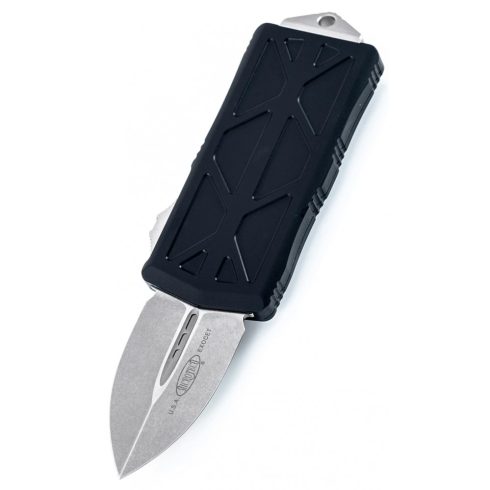 MICROTECH Exocet D/E Black Handle Stonewash OTF rugós bicska