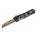 MICROTECH Combat Troodon Hellhound and Warhound Death Card Set Apocalyptic Bronze OTF rugós bicska