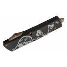 MICROTECH Combat Troodon Hellhound and Warhound Death Card Set Apocalyptic Bronze OTF rugós bicska