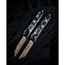 MICROTECH Combat Troodon Hellhound and Warhound Death Card Set Apocalyptic Bronze OTF rugós bicska
