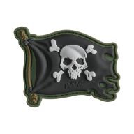 M-TAC Jolly Roger Olive Black PVC Morale Patch felvarró