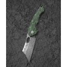 BESTECH Skirmish Damascus Green G-10 Damascus Blade zsebkés