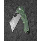 BESTECH Skirmish Damascus Green G-10 Damascus Blade zsebkés