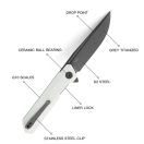 BESTECHMAN Dundee White G-10 & Gray Blade zsebkés - BMK01I
