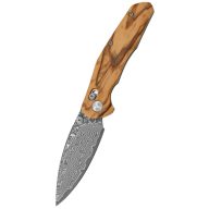 BESTECH Ronan Damascus Olive Wood zsebkés - BMK02M