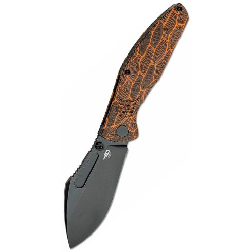 BESTECH Lockness Damascus Orange G-10 Black Blade zsebkés - BT2205C