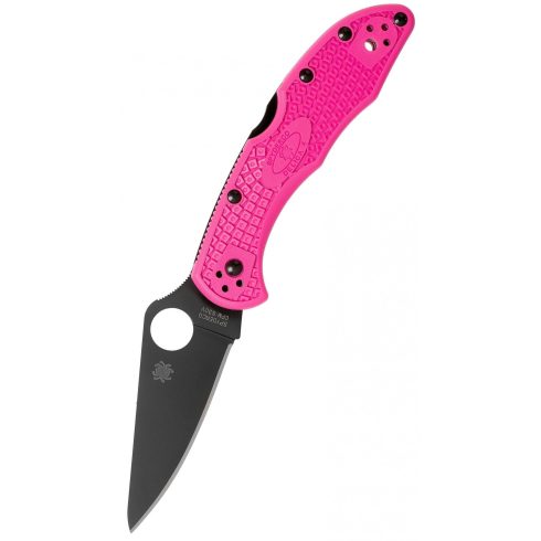 SPYDERCO Delica 4 Flat Black Blade pink FRN zsebkés - C11FPPNS30VBK