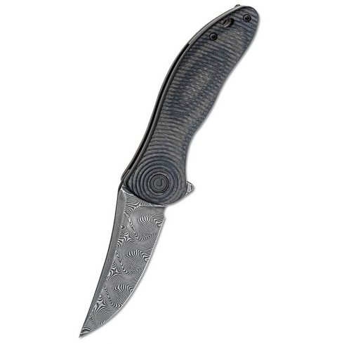 CIVIVI Synergy 3 trailing point carbon fiber damascus zsebkés - C20075A-DS1