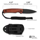 CIVIVI Altus Fixed Guibourtia Wood Black Stonewashed fixpengés