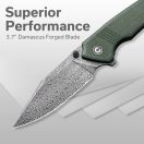 CIVIVI Tranquil Damascus Green Micarta zsebkés