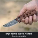 CIVIVI Noctis Damascus Guibourtia Wood Handle zsebkés - C24020C-DS1