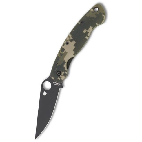 SPYDERCO Military Model G-10 Digital Camo Black Blade zsebkés