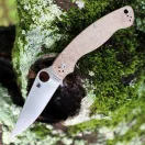 SPYDERCO Military 2 Brown Canvas Micarta zsebkés - C36MPCW2