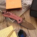 GIANTMOUSE ACE Grand Red Canvas Micarta Black Blade zsebkés - GMS080