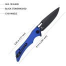 KUBEY Raven Blue G-10 Black Blade zsebkés - KB245H
