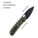 KUBEY Hyde Green G-10 Black Blade zsebkés - KU2104B