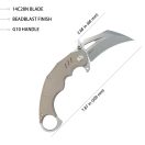 KUBEY Wrath Tan G-10 Beadblast karambit