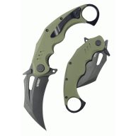 KUBEY Wrath Green G-10 Blackwash karambit