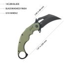 KUBEY Wrath Green G-10 Blackwash karambit