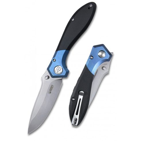 KUBEY Ruckus Blue Titanium Head and Black G-10 zsebkés - KU314A