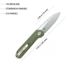 KUBEY Royal Stonewashed Blade Green zsebkés - KU321S