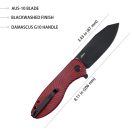 KUBEY Master Chief Red Black Damascus zsebkés - KU358A
