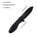 KUBEY Master Chief AllBlack G-10 zsebkés - KU358F