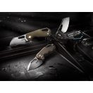 MKM KNIVES Isonzo Clip Point M390 Green Canvas Micarta zsebkés - MK-FX03M-3NC