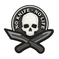 M-TAC No Knife No Life Black PVC Morale Patch felvarró