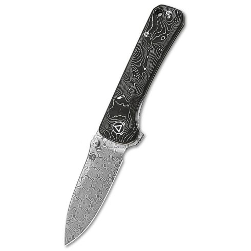 QSP KNIFE Hawk Damascus Carbon Fiber Aluminium Foil zsebkés - QS131-Q