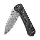 QSP KNIFE Hawk Damascus Carbon Fiber Aluminium Foil zsebkés - QS131-Q