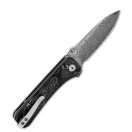 QSP KNIFE Hawk Damascus Carbon Fiber Aluminium Foil zsebkés - QS131-Q