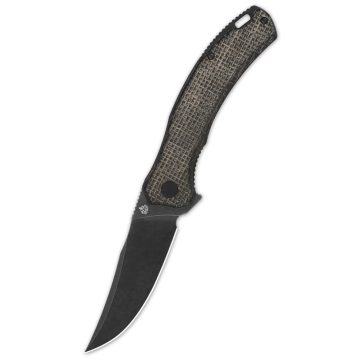 QSP KNIFE Walrus Brown Micarta Black Stonewash zsebkés - QS151-B2