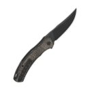 QSP KNIFE Walrus Brown Micarta Black Stonewash zsebkés - QS151-B2