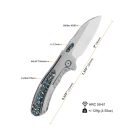 QSP KNIFE Capybara Titanium Blue Camo Carbon Fiber zsebkés - QS152-A1