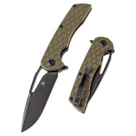   KANSEPT KNIVES Kryo Olive Soccer Pattern G-10 Black Blade zsebkés
