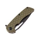 KANSEPT KNIVES Kryo Olive Soccer Pattern G-10 Black Blade zsebkés - T1001A6