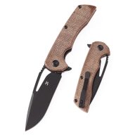 KANSEPT KNIVES Kryo Black Stonewashed Brown Micarta zsebkés