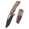 KANSEPT KNIVES Kryo Black Stonewashed Brown Micarta zsebkés - T1001B1