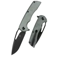 KANSEPT KNIVES Kryo Black Stonewashed Green Micarta zsebkés - T1001M2