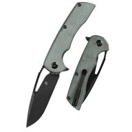 KANSEPT KNIVES Kryo Black Stonewashed Green Micarta zsebkés