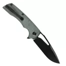 KANSEPT KNIVES Kryo Black Stonewashed Green Micarta zsebkés - T1001M2