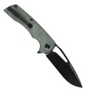 KANSEPT KNIVES Kryo Black Stonewashed Green Micarta zsebkés