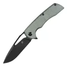 KANSEPT KNIVES Kryo Black Stonewashed Green Micarta zsebkés - T1001M2