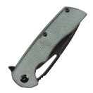 KANSEPT KNIVES Kryo Black Stonewashed Green Micarta zsebkés