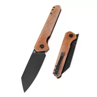 KANSEPT KNIVES Bulldozer Black TiCN Brown Micarta zsebkés - T1028A1