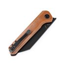 KANSEPT KNIVES Bulldozer Black TiCN Brown Micarta zsebkés